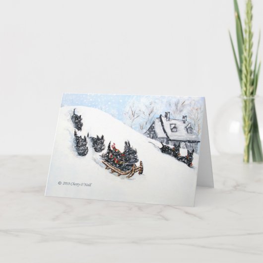 Slaping van Schotse Terriers Feestdagen Kaart (Voorkant)