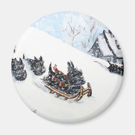 Slaping van Schotse Terriers Magneet (Voorkant)