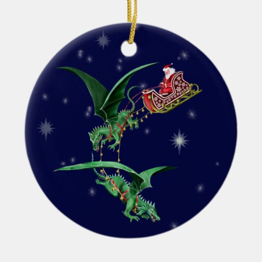 Slapje van de kerstman met Dragons Keramisch Ornament (Voorkant)
