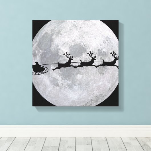 Slapje van de kerstman voor de maan canvas afdruk (Insitu (Houten vloer))