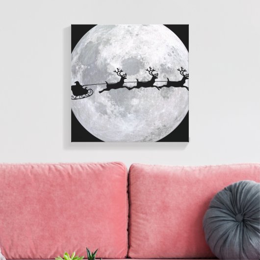 Slapje van de kerstman voor de maan canvas afdruk (Insitu (Woonkamer))