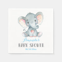 Slapjes voor babyfeestje olifant jongen blauw
