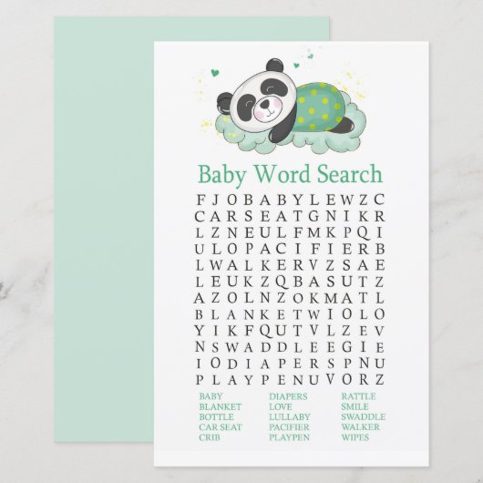 Slappanda Baby shower Word Search Game (Voorkant / Achterkant)