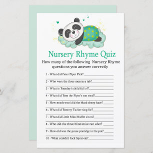 Slappanda Nursery Rhyme Quiz baby shower game
