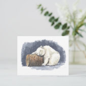 Slappolair beer, waterverf kunst briefkaart (Staand voorkant)