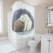 Slappolair beer, waterverf kunst douchegordijn (In situ)