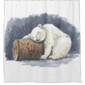 Slappolair beer, waterverf kunst douchegordijn (Voorkant)