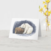 Slappolair beer, waterverf kunst kaart (Gele Bloem)