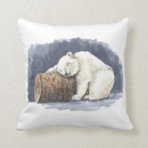 Slappolair beer, waterverf kunst kussen