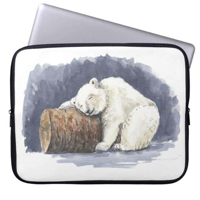 Slappolair beer, waterverf kunst laptop sleeve (Voorkant)