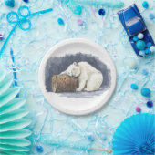 Slappolair beer, waterverf kunst papieren bordje (Feest)