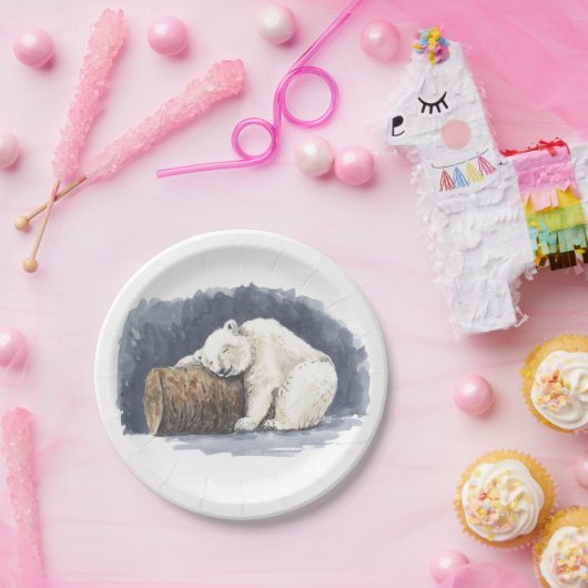 Slappolair beer, waterverf kunst papieren bordje (Feest)