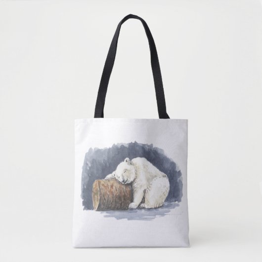 Slappolair beer, waterverf kunst tote bag (Voorkant)