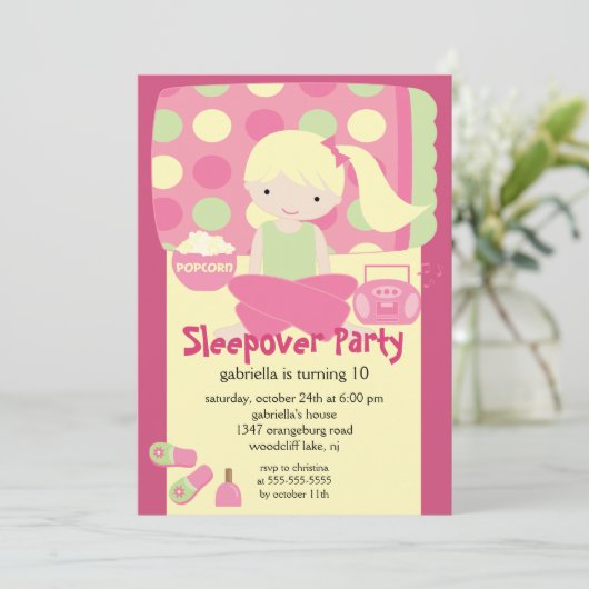 Slappover Birthday Party Kaart (Staand voorkant)