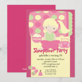Slappover Birthday Party Kaart (Voorkant / Achterkant)
