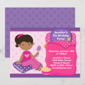 Slappover Birthday Party nodigt Afrikaans-Amerikaa Kaart (Voorkant / Achterkant)