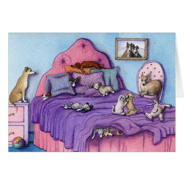 Slappover CARD Cute puppies en honden (Voorkant Horizontaal)