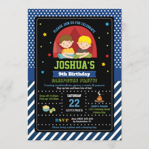 Slappover Party Birthday Invitations Boys Camping Kaart