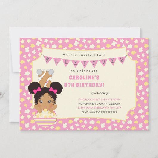 Slappover-verjaardag, Afrikaans-Amerikaans meisje Kaart (Voorkant)