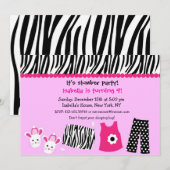 Slappover Zebra Print Birthday party-uitnodigingen Kaart (Voorkant / Achterkant)