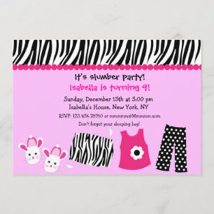 Slappover Zebra Print Birthday party-uitnodigingen Kaart
