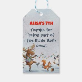 Slapstick IJsschaatsen Verjaardag Bedankt sticker Cadeaulabel