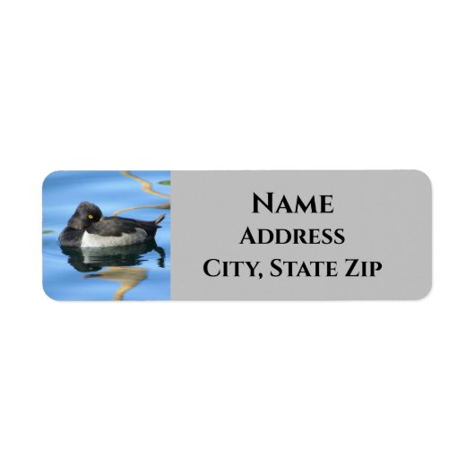 Slapy Black White Duck Photo Reflection Natuur Etiket (Voorkant)