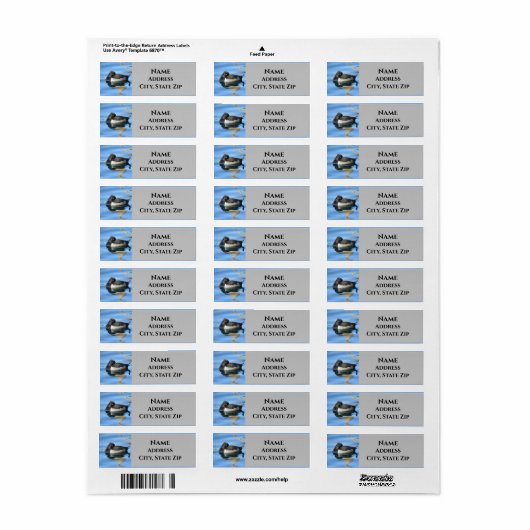 Slapy Black White Duck Photo Reflection Natuur Etiket (Full Sheet)