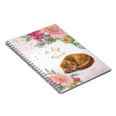 Slapy Cat Illustration Bloemenmeisje Daily Diary Notitieboek (Rechterzijde)