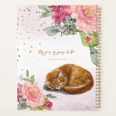 Slapy Cat Illustration Bloemenmeisje Daily Diary Planner (Achterkant)
