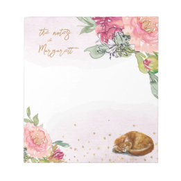 Slapy Cat Illustration Girl Daily Activity Notes Notitieblok