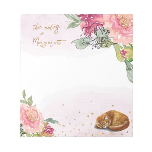 Slapy Cat Illustration Girl Daily Activity Notes Notitieblok (Voorkant)