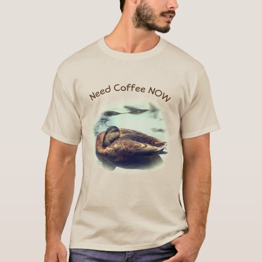 Slapy Duck heeft koffie nodig T-shirt (Voorkant)