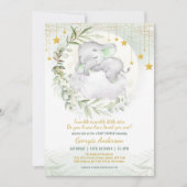 Slapy Elephant Greenery Twinkle Star-Baby shower Kaart (Voorkant)