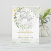 Slapy Elephant Greenery Twinkle Star-Baby shower Kaart (Staand voorkant)