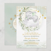 Slapy Elephant Greenery Twinkle Star-Baby shower Kaart (Voorkant / Achterkant)