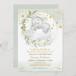 Slapy Elephant Greenery Twinkle Star-Baby shower Kaart