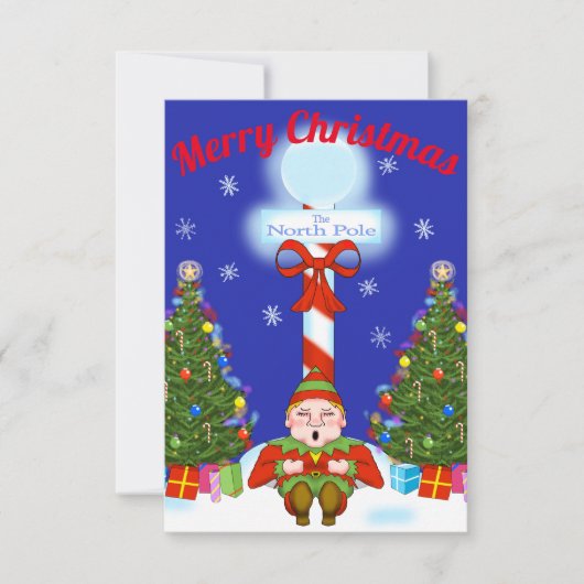 Slapy Elf-kerstfeestuitnodiging Kaart (Voorkant)