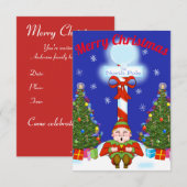 Slapy Elf-kerstfeestuitnodiging Kaart (Voorkant / Achterkant)