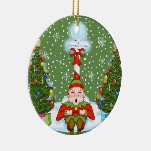 Slapy Elf kerstversiering Keramisch Ornament (Rechts)