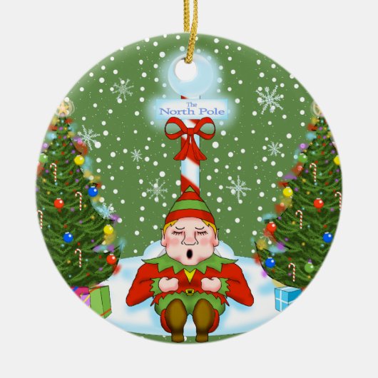 Slapy Elf kerstversiering Keramisch Ornament (Voorkant)