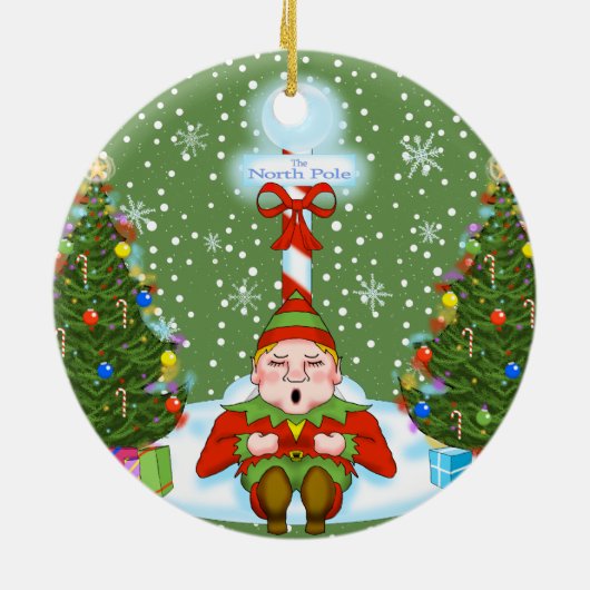 Slapy Elf kerstversiering Keramisch Ornament (Achterkant)