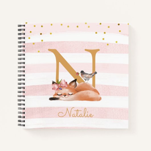 Slapy Fox Illustration Girl Simple Sketchbook Notitieboek (Voorkant)