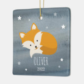 Slapy Fox Stars Baby Cub Eerste Kerstmis Keramisch Ornament (Links)