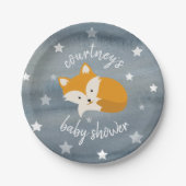 Slapy Fox Stars Waterverf Baby shower Papieren Bordje (Voorkant)