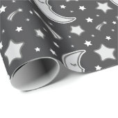 Slapy Moon - donkergrijs omslagpapier Cadeaupapier (Rol Hoek)