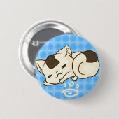 Slapy Onigiri Cat Button (blauw) (Voorkant /achterkant)