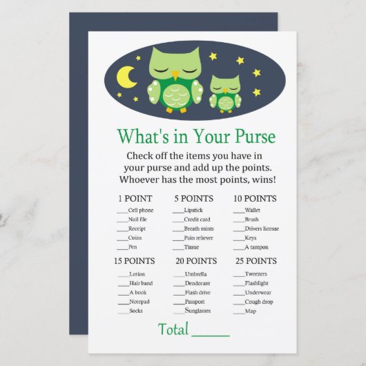 Slapy owl Wat zit er in je paarse baby shower? (Voorkant / Achterkant)