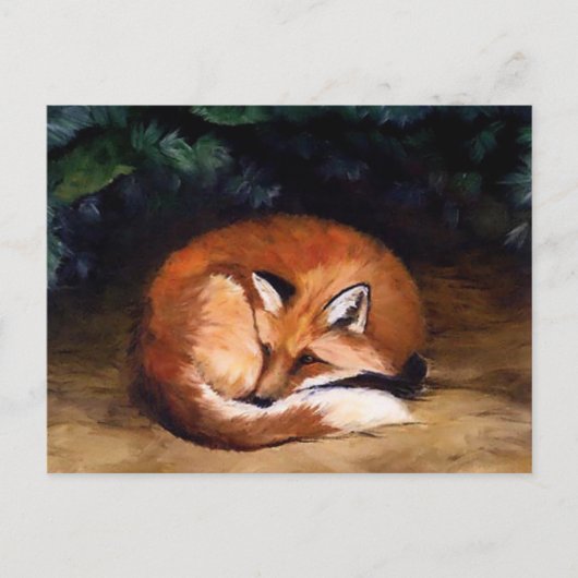 Slapy Red Fox Animal Art Briefkaart (Voorkant)