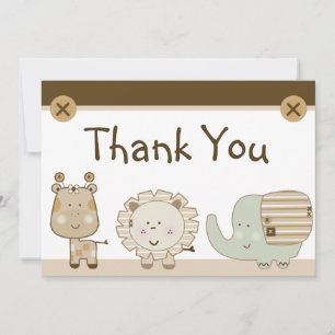 Slapy Safari Animals Baby shower Dank u wel Bedankkaart